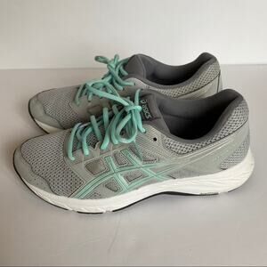 ASICS GEL Contend 5 Women 9.5 Teal Grey Running Shoes Y2K Gorpcore Mesh Tech